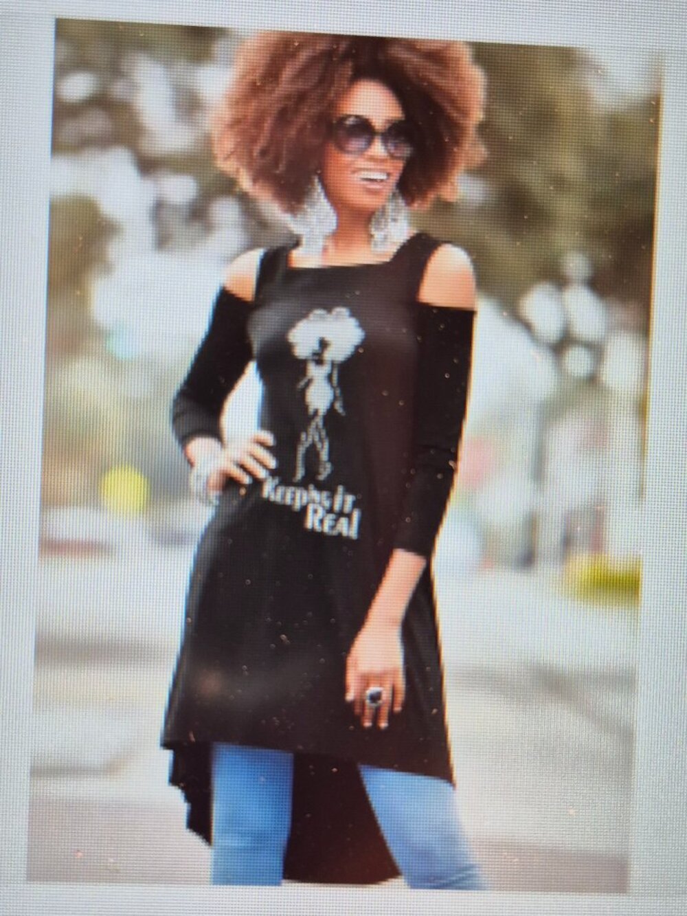 Ashro Keep It Real Black Tunic Top Large (NWOT)